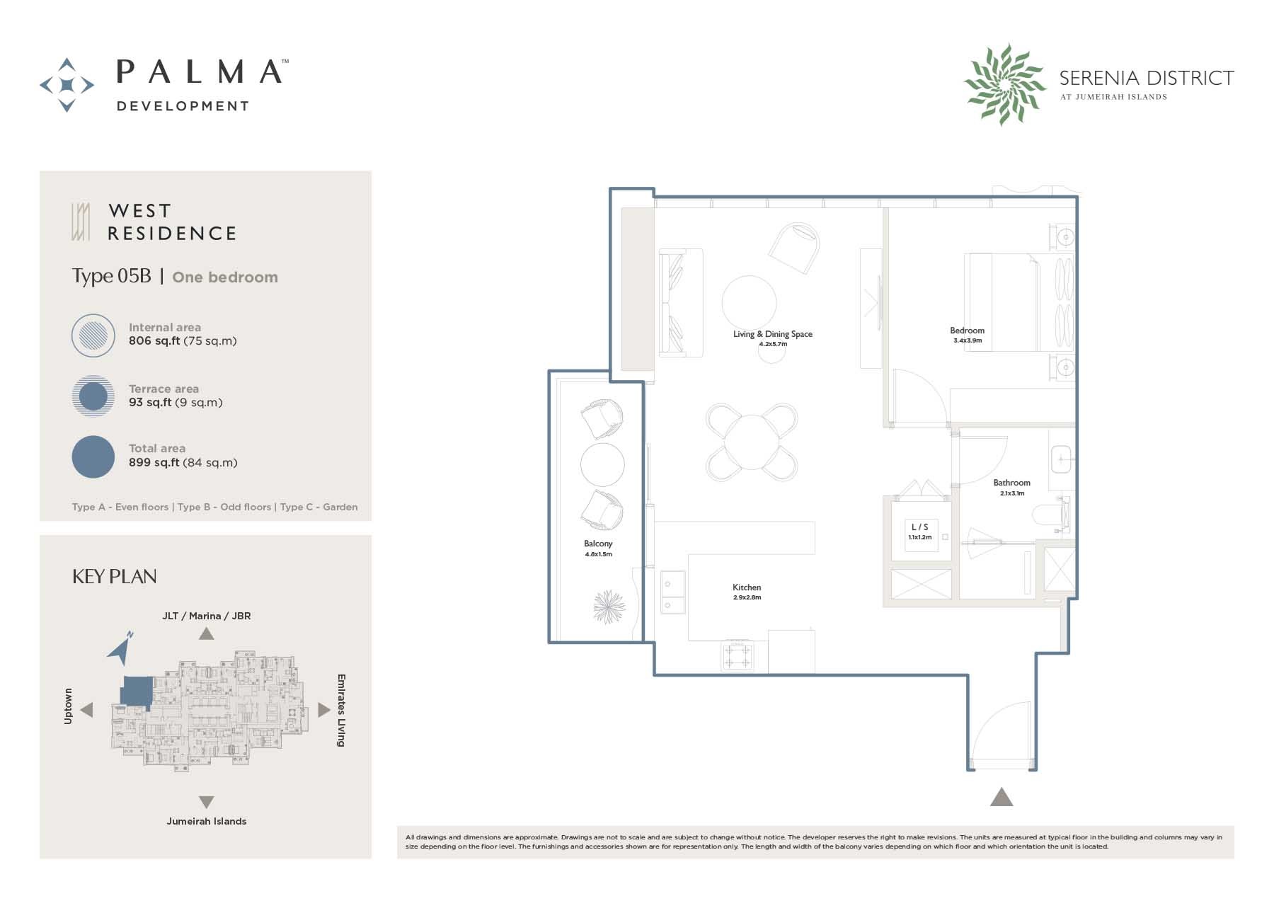 1 Bed 899 Sq. Ft. Apartment in Palma Serenia District West