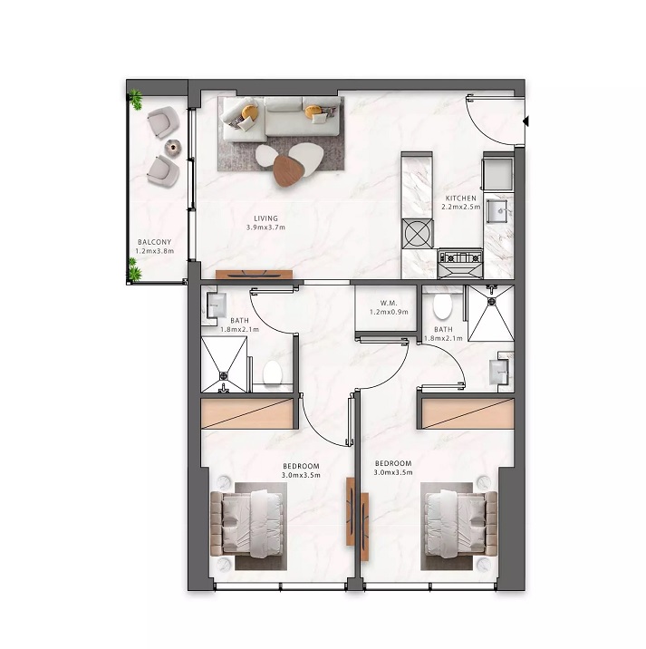 Pantheon Maison Elysee 3 2 Beds Layout