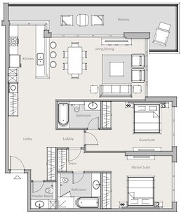 2 Beds 1671 Sq. Ft. Apartment in Park One by Swiss Property