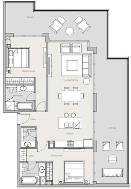 2 Beds 1717 Sq. Ft. Apartment in Park One by Swiss Property