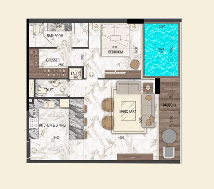 Peace Homes Sky Living 1 Bed Layout
