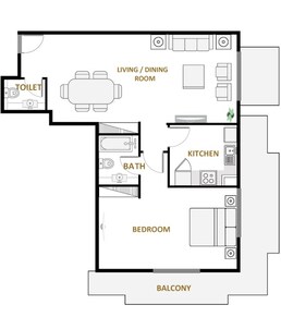 1 Bed 667 Sq. Ft. Apartment in Plazzo Heights