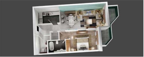 Plazzo Residence Apartments 1 Bed Layout