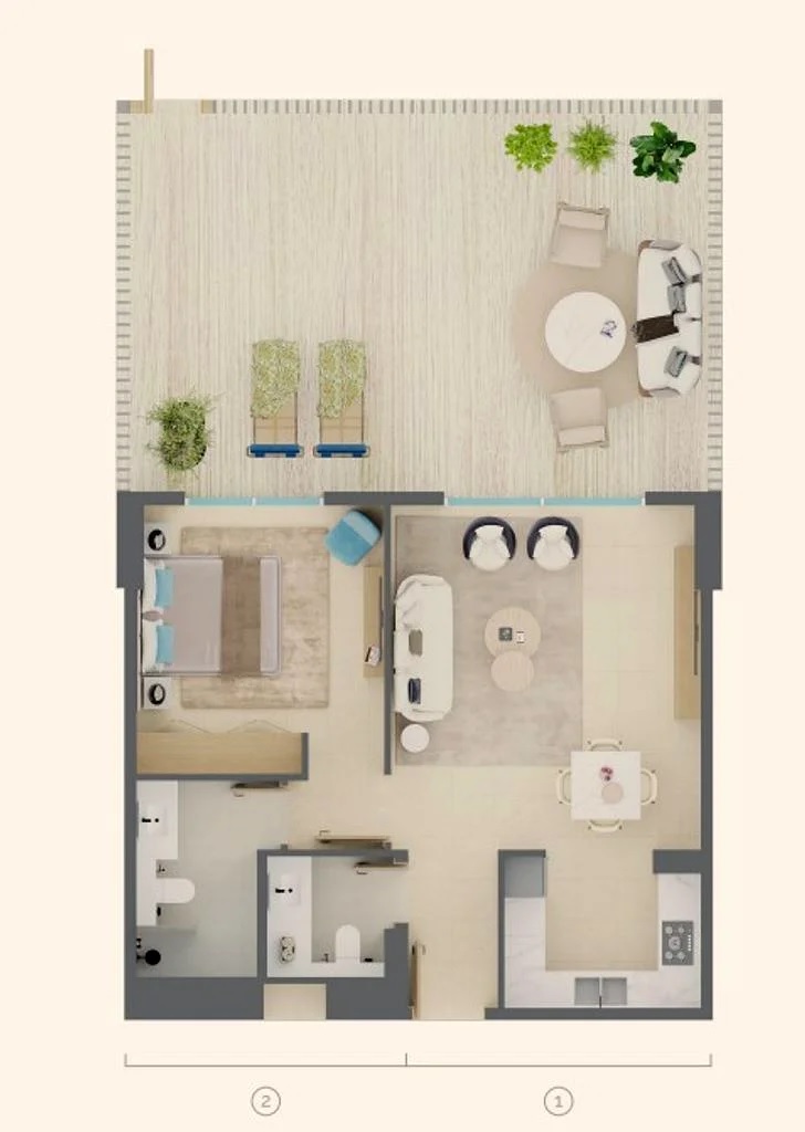 POB1 Serenova 1 Bed Layout