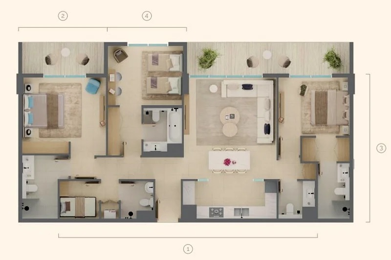 POB1 Serenova 2 Beds Layout