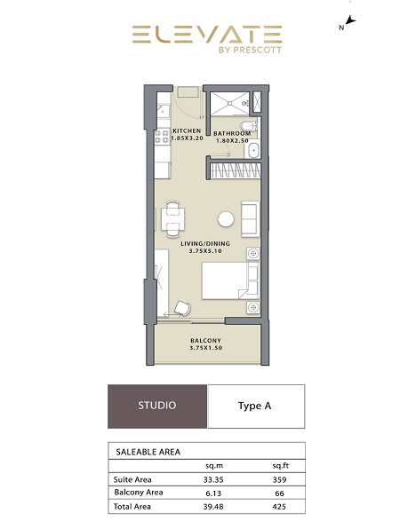 Prescott Elevate Apartments Studio Layout