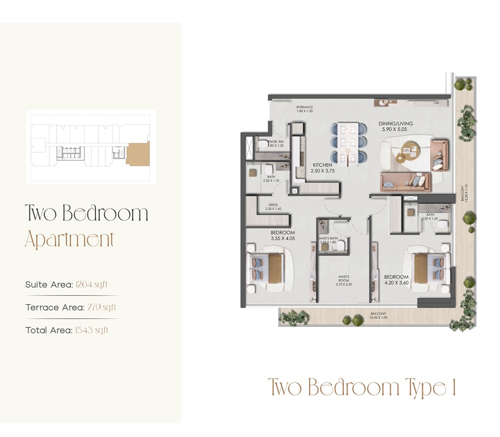 Prescott Legado 2 Beds Layout