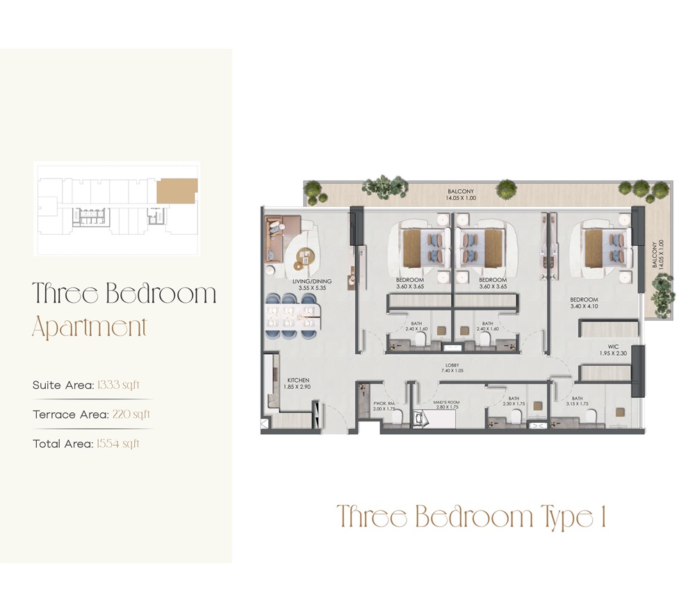 Prescott Legado 3 Beds Layout