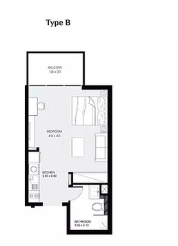 548 Sq. Ft. Studio in Prescott Prime Residency 3