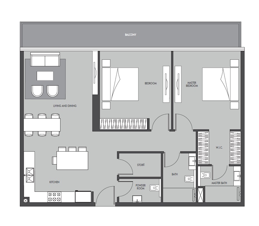 Prestige One The Place 2 Beds Layout