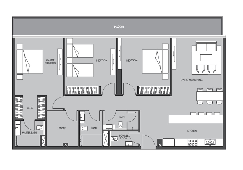 Prestige One The Place 3 Beds Layout