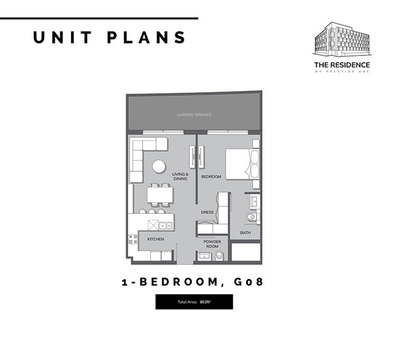 Prestige One The Residence 1 Bed Layout