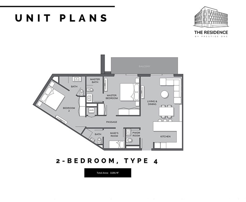 Prestige One The Residence 2 Beds Layout