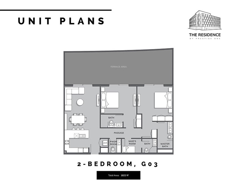 Prestige One The Residence 2 Beds Layout