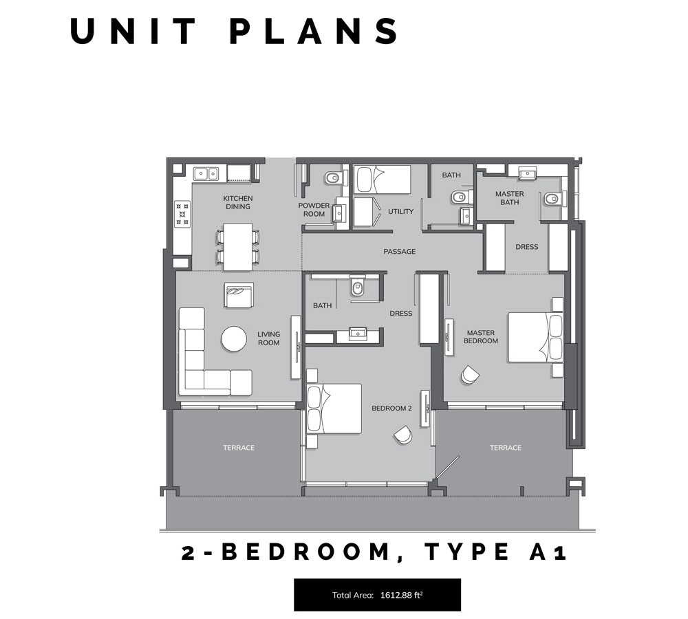 2 Beds 1613 Sq. Ft. Apartment in Prestige One Vista