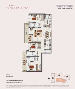 3 Beds 2196 Sq. Ft. Apartment in Prysm Sunvale