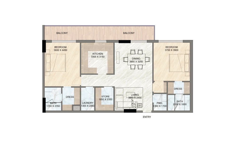 2 Beds 1799 Sq. Ft. Apartment in Purvanchal Sunbliss Residence