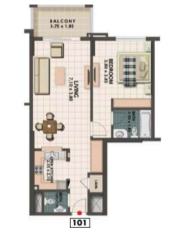 Q Line Apartments 1 Bed Layout