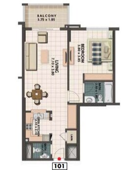 1 Bed 805 Sq. Ft. Apartment in Q Line Apartments