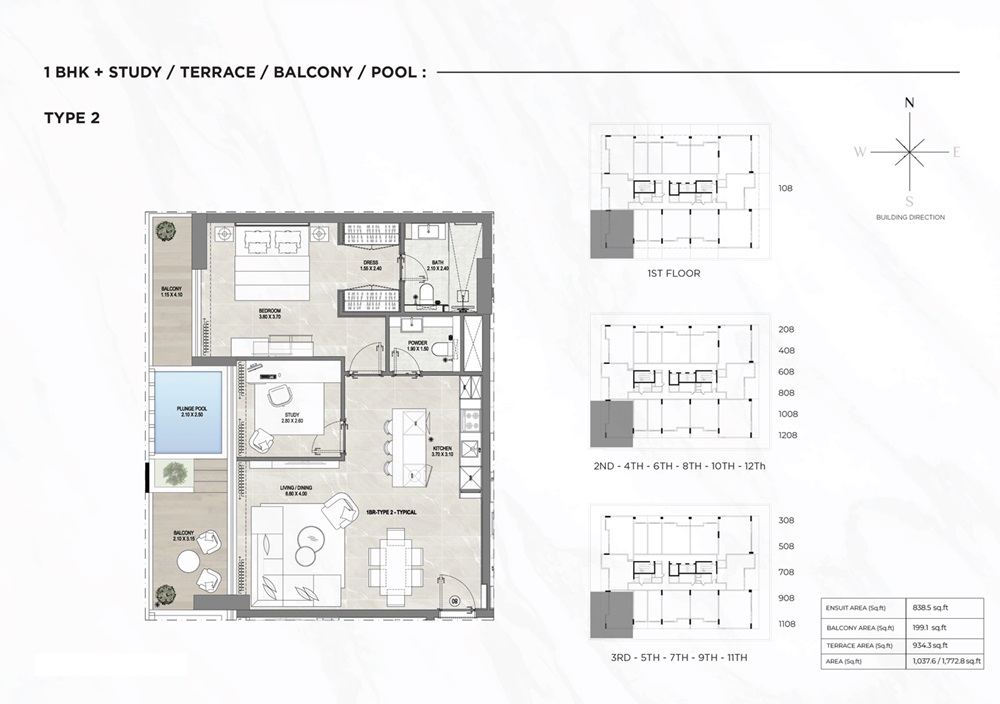Rabdan Gharbi 1 Residences 1 Bed Layout