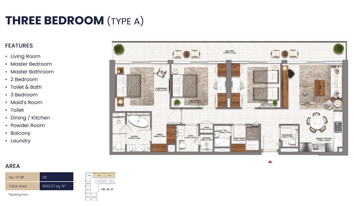 RDC Mallside Residence 3 Beds Layout