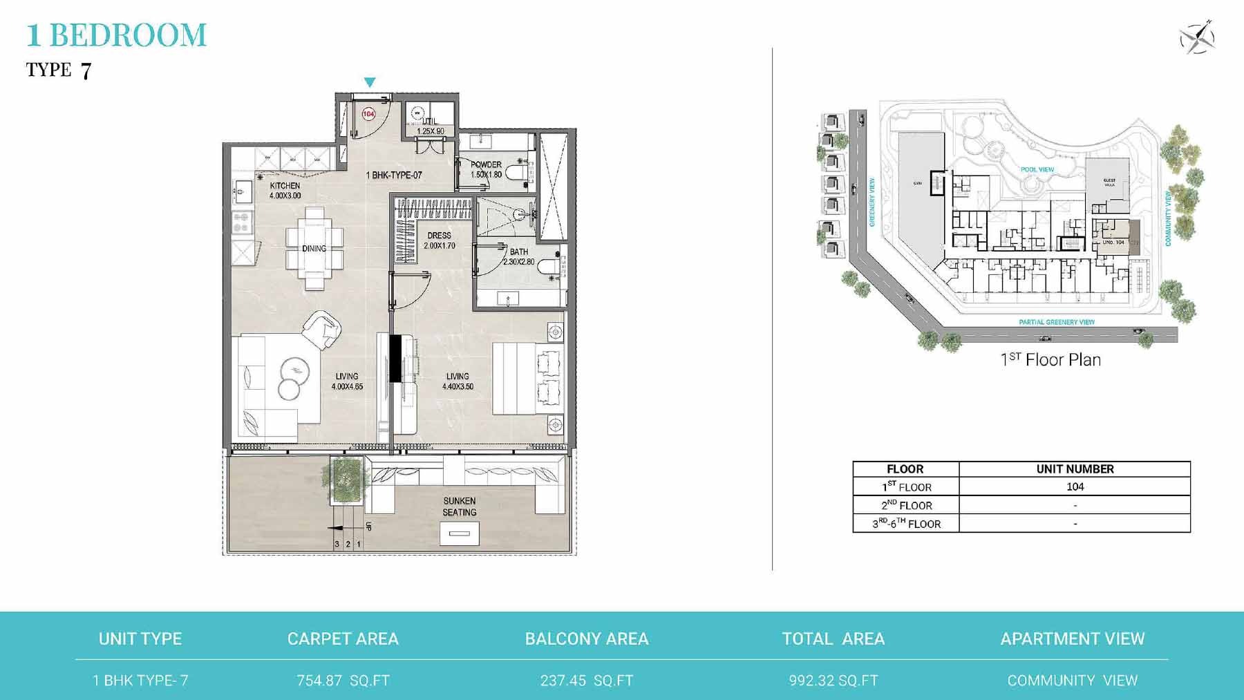 1 Bed 992 Sq. Ft. Apartment in Reef 1000