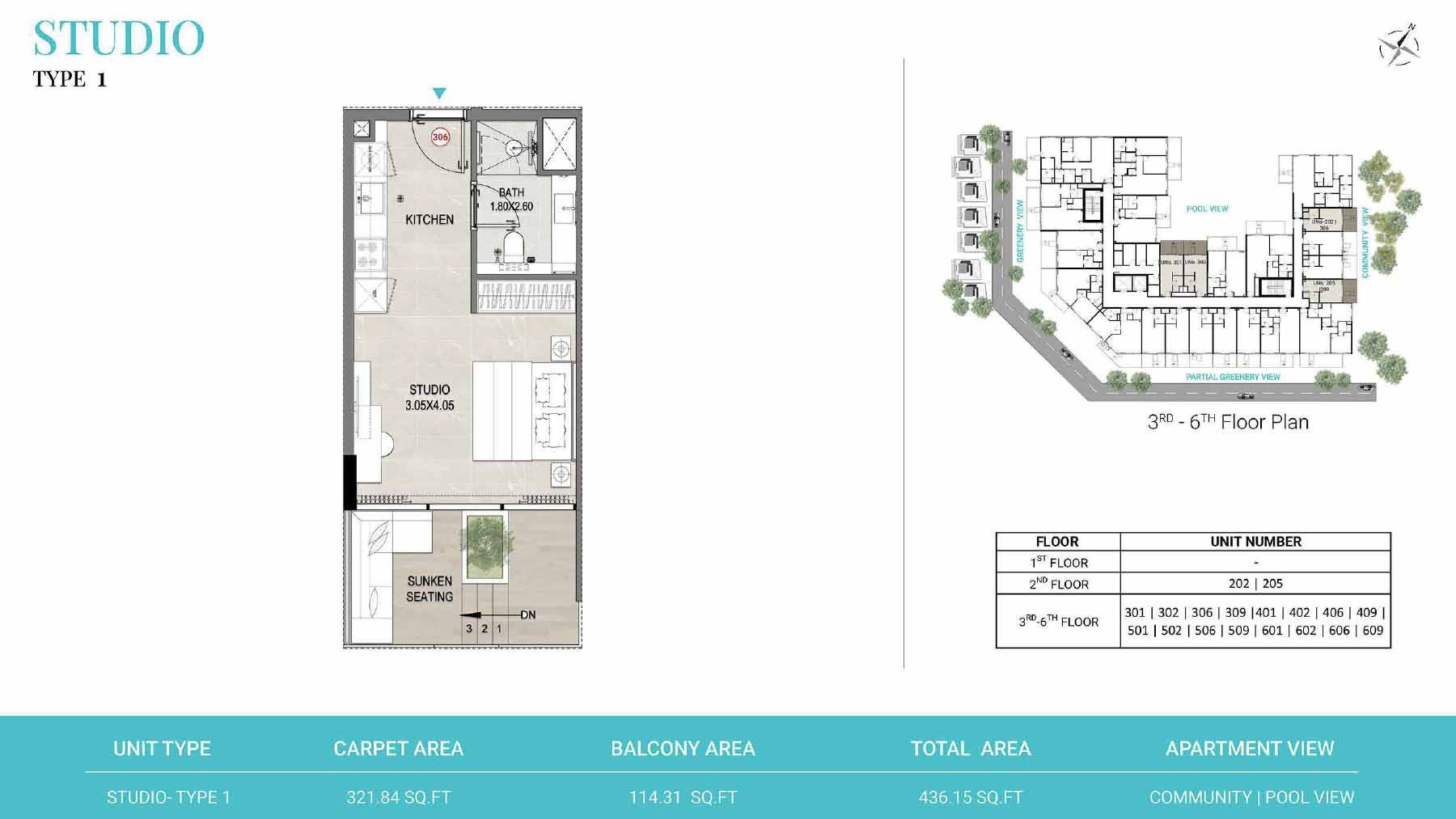 437 Sq. Ft. Studio in Reef 1000