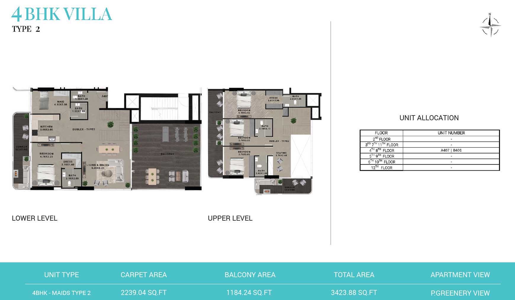 Reef 999 Residences 4 Beds Layout