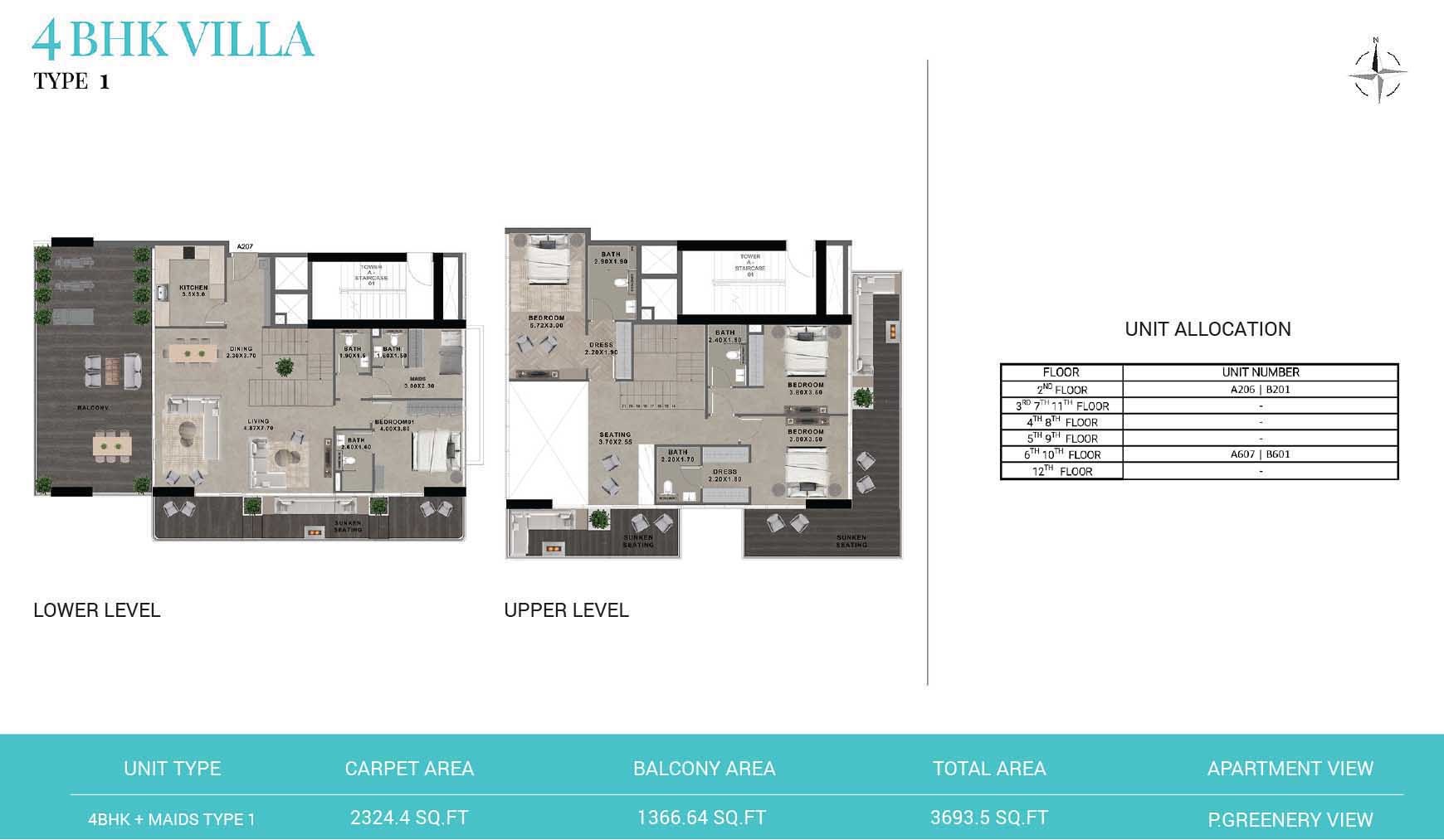 Reef 999 Residences 4 Beds Layout