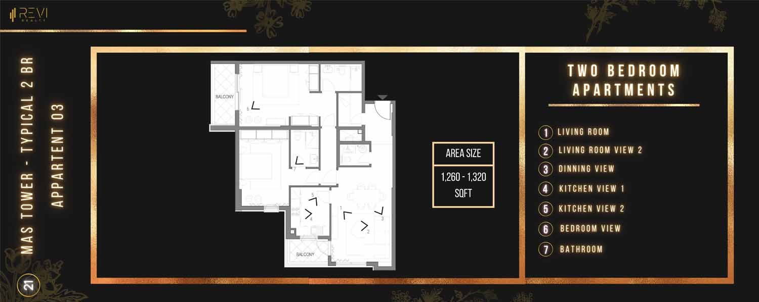 Revi Mas Tower 2 Beds Layout