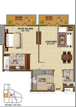 1 Bed 1106 Sq. Ft. Apartment in Riah Towers