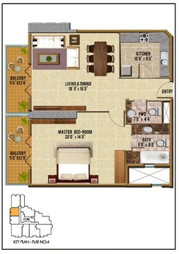 1 Bed 1107 Sq. Ft. Apartment in Riah Towers