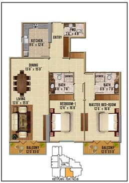 2 Beds 1473 Sq. Ft. Apartment in Riah Towers