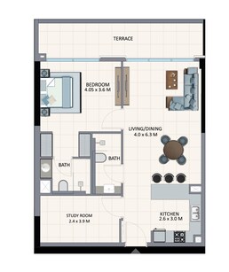 1 Bed 928 Sq. Ft. Apartment in Riviera Chalet