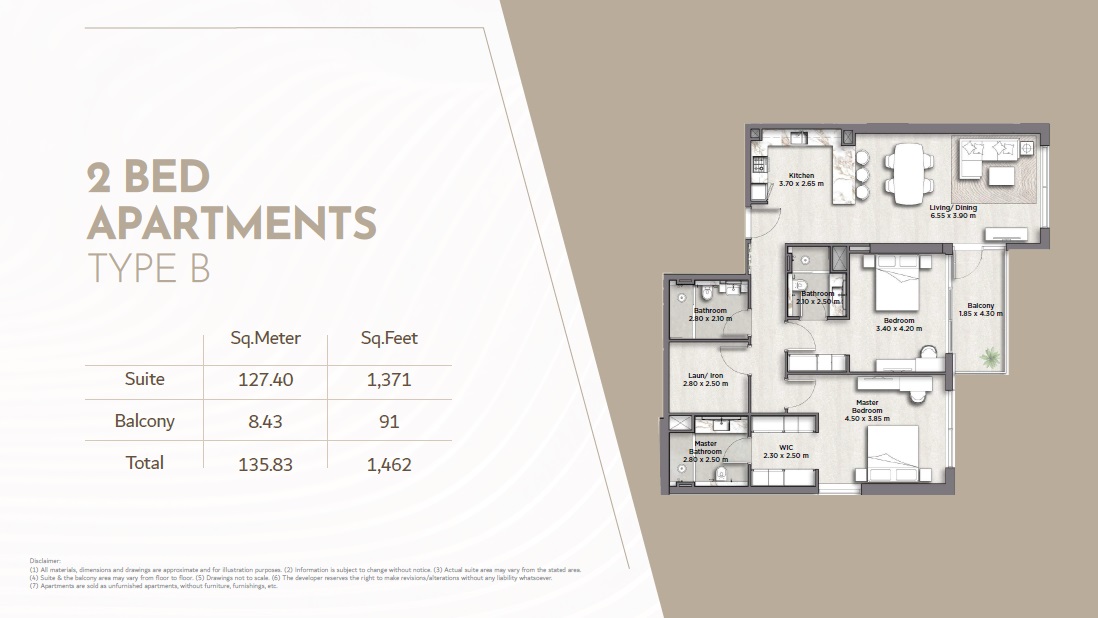 Riviera Lodge Residences 2 Beds Layout