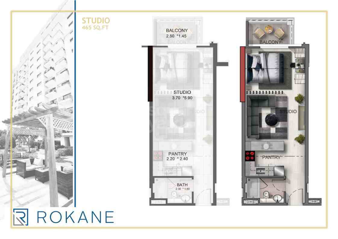 465 Sq. Ft. Studio in Rokane G24 Tower