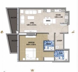 1 Bed 816 Sq. Ft. Apartment in Royal Pearls