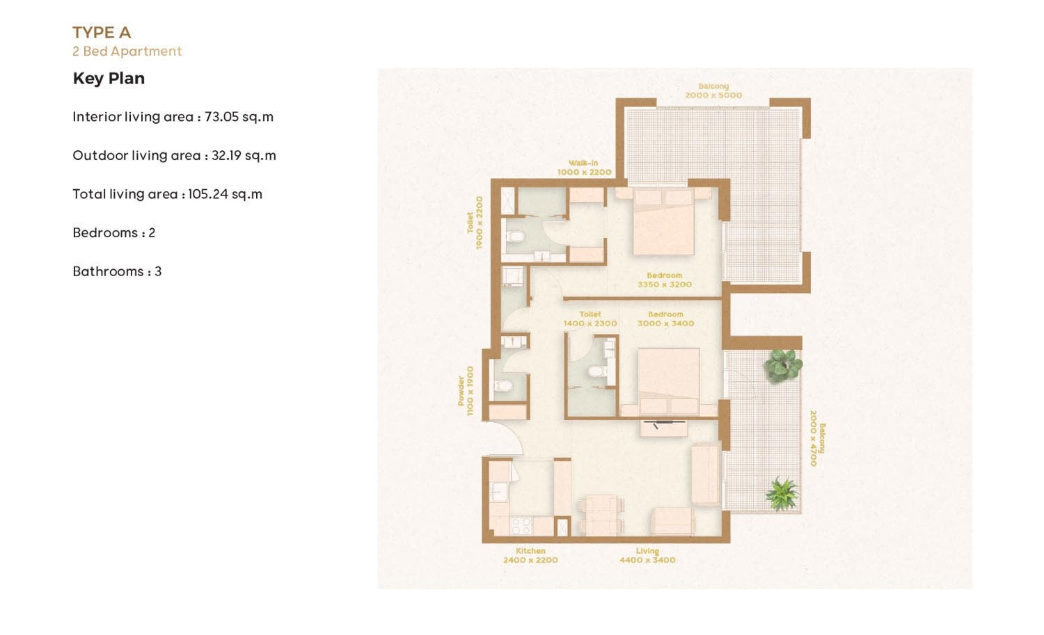 RR Residence 2 Beds Layout