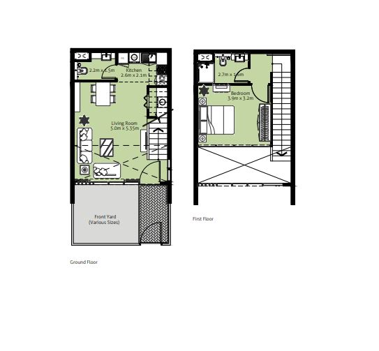 Rukan 2 Lofts 1 Bed Layout