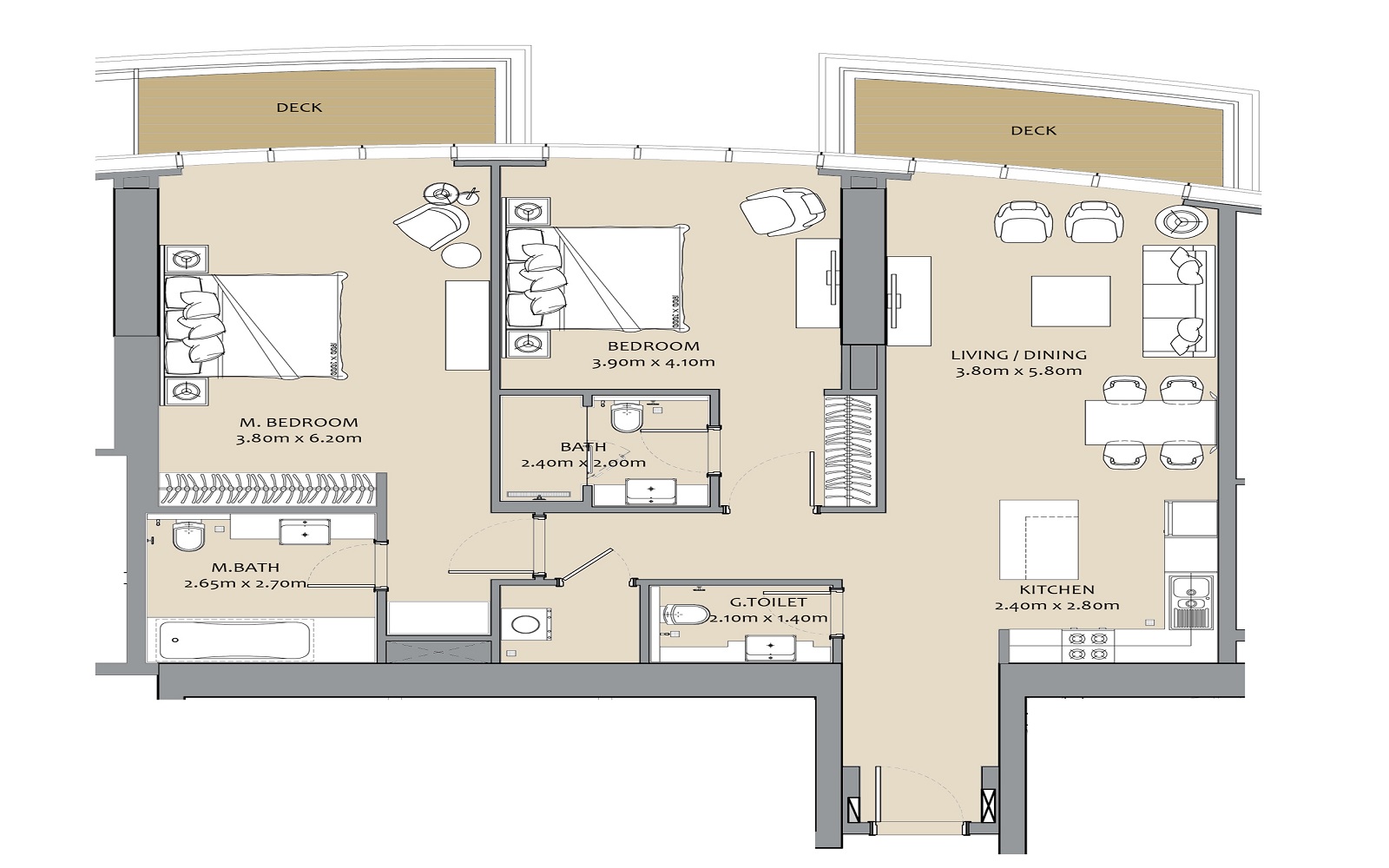 S And P Imperial Avenue 2 Beds Layout