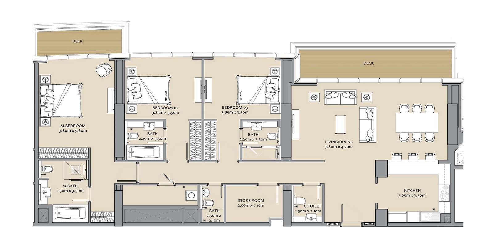 S And P Imperial Avenue 3 Beds Layout