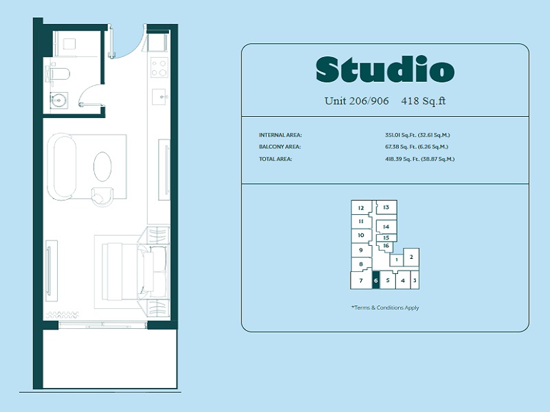 418 Sq. Ft. Studio in S And S Rise Residences