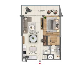 1 Bed 890 Sq. Ft. Apartment in Saba Marriott Residences