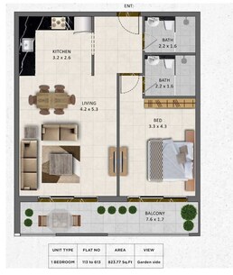 1 Bed 823 Sq. Ft. Apartment in Safe Gardenia Livings