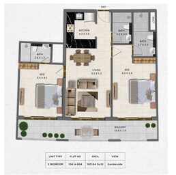 2 Beds 1051 Sq. Ft. Apartment in Safe Gardenia Livings