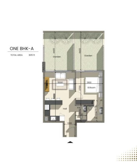 Samana Golf Avenue 1 Bed Layout