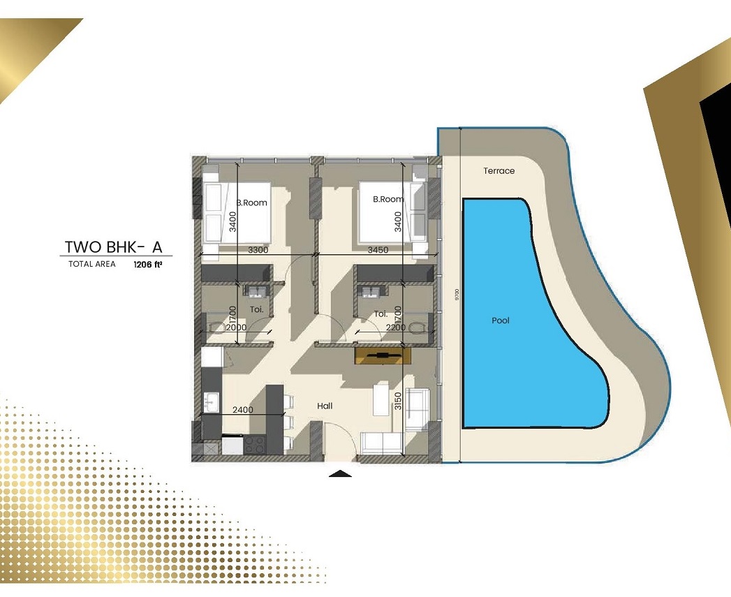 Samana Golf Avenue 2 Beds Layout