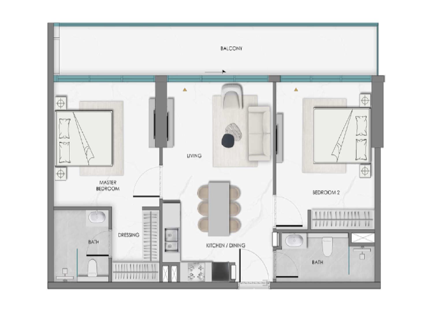2 Beds 1000 Sq. Ft. Apartment in Samana Hills South 2