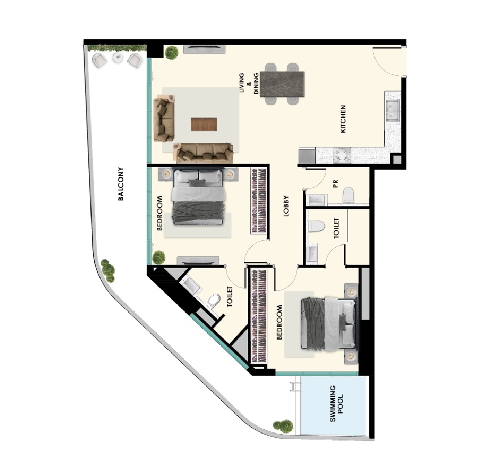 Samana Ibiza 2 Beds Layout