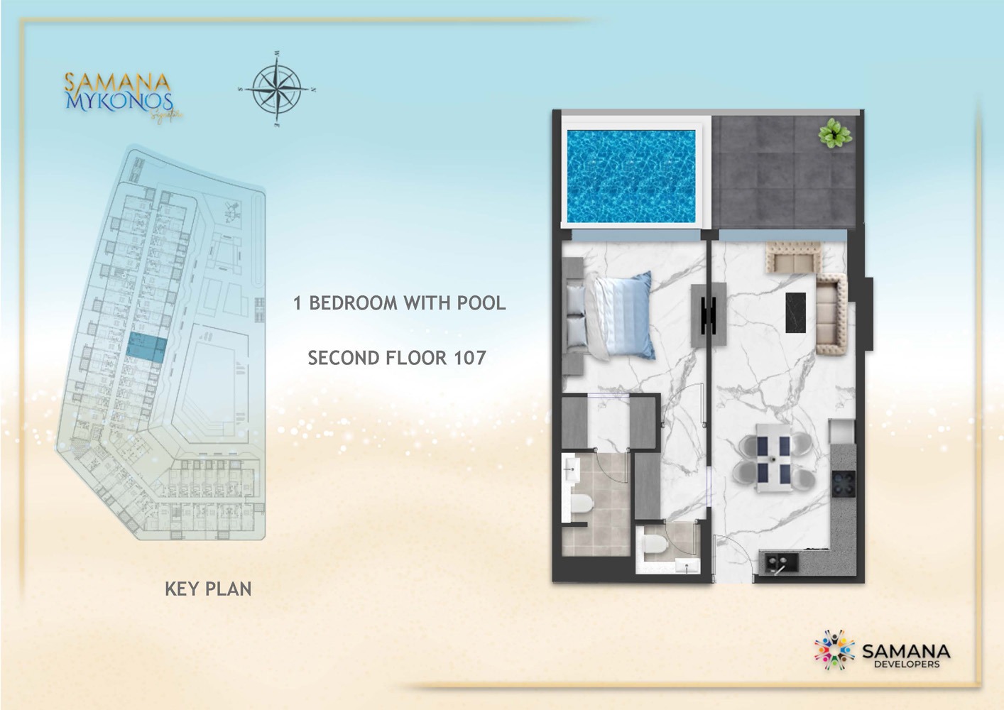 Samana Mykonos Signature 1 Bed Layout